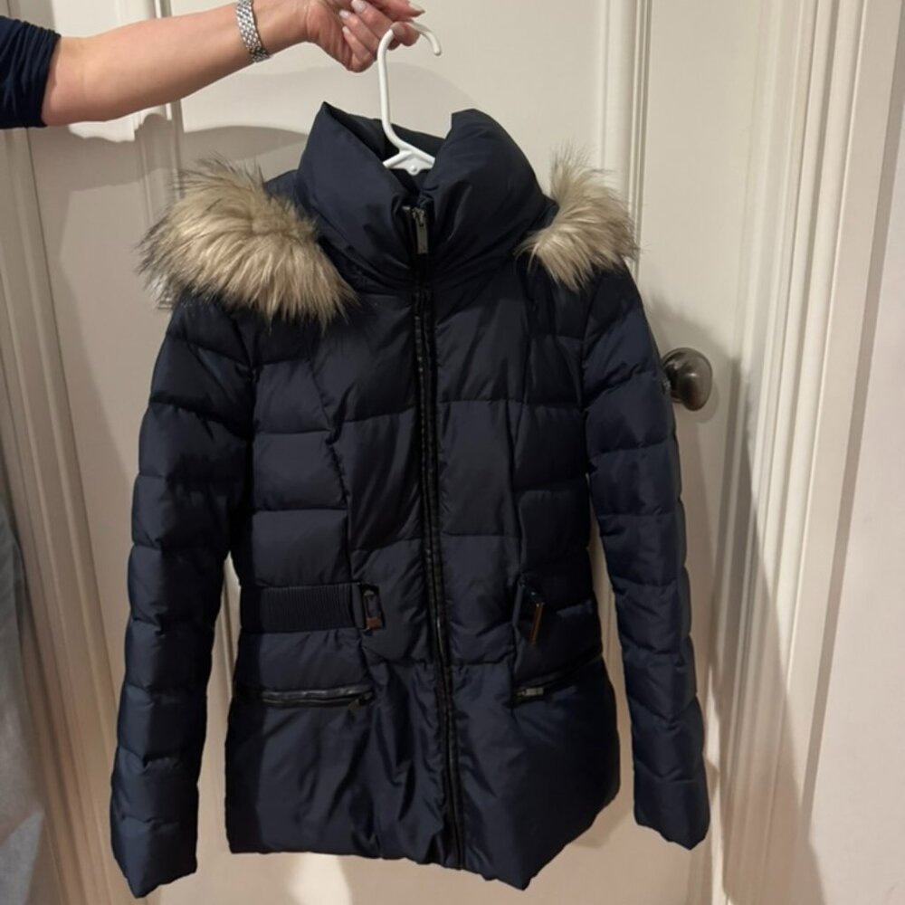 Donna Karan Navy Winter Puffer Coat